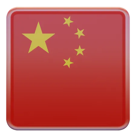 Peoples Republic of China Square Flag  3D Icon