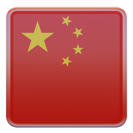 Peoples Republic of China Square Flag 3D Icon