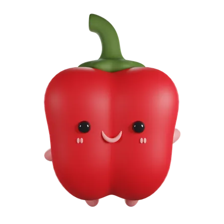 Bell Pepper 3 D Cute Render Character 3D Icon