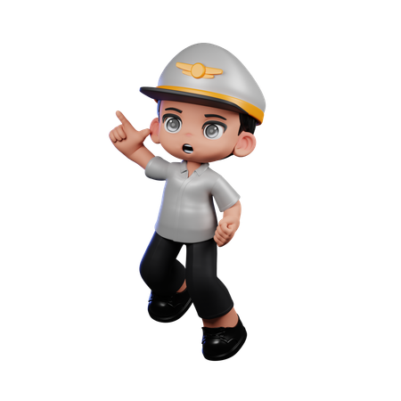 Pequeno piloto saltando feliz  3D Illustration