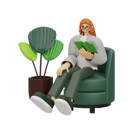 Perca-se em um bom livro, local de leitura definitivo  3D Icon