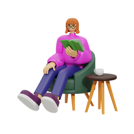 Perca-se em um bom livro, local de leitura definitivo  3D Icon