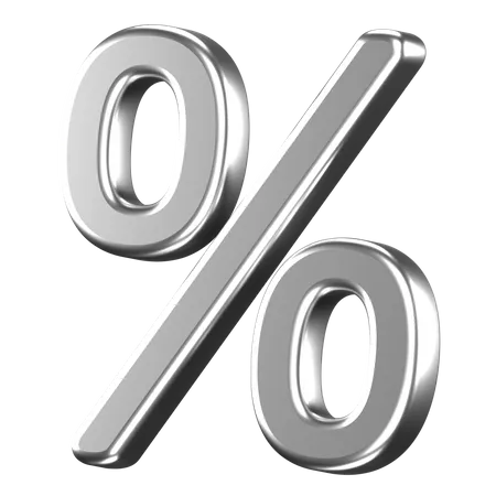 3 D Icon Of A Silver Percent Sign 3D Icon