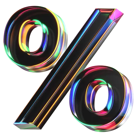 3 D Icon Of A Glass Percent Sign 3D Icon