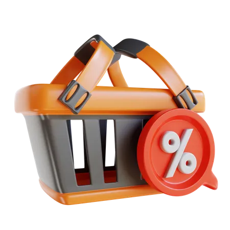 3 D Illustration Shopping Cart And Discount 3D Icon