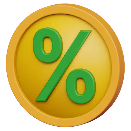 3 D Coin With Percent Logo Coin 3 D Illustration 3D Icon