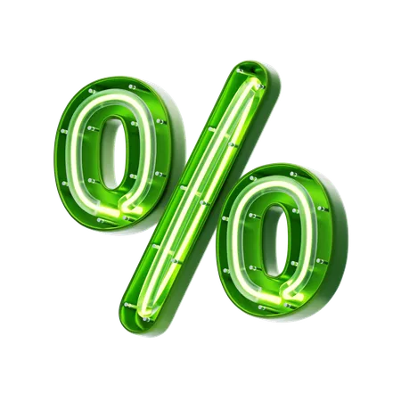 Percent Sign Symbol Shape Neon Text  3D Icon