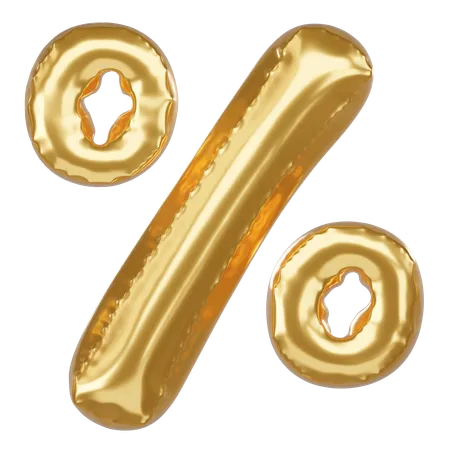 Percent Symbol 3 D Illustration In Golden Balloon Style 3D Icon