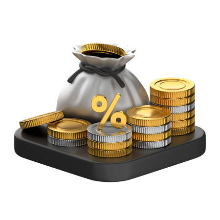 Percentage Coins  3D Icon