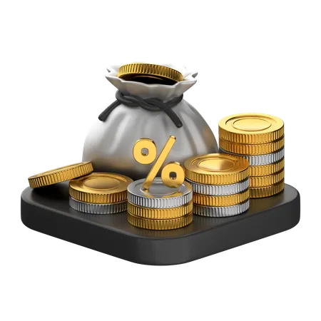 Percentage Coins  3D Icon