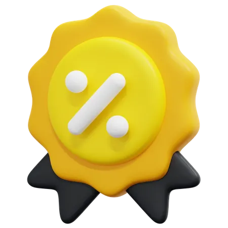 Percentage Ribbon Badge  3D Icon