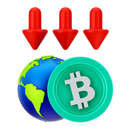 Perda global de bitcoin  3D Icon