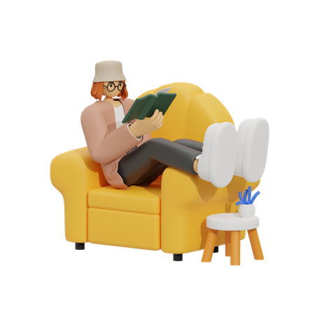 Perdez-vous dans un bon livre, lieu de lecture ultime  3D Illustration