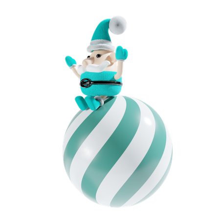 Père Noël avec boule de décoration  3D Illustration