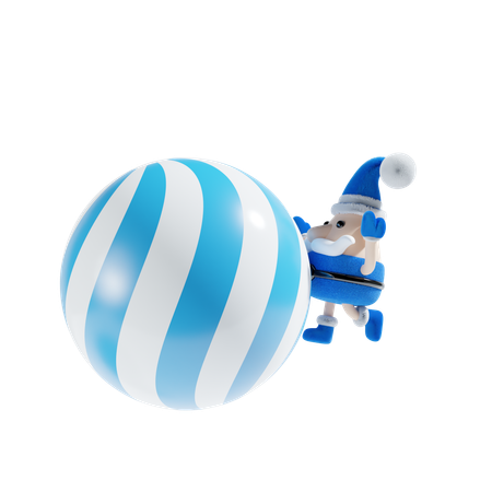 Père Noël avec boule de décoration  3D Illustration