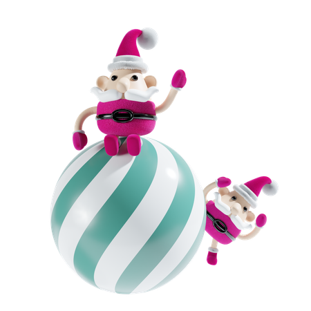 Père Noël avec boule de décoration  3D Illustration