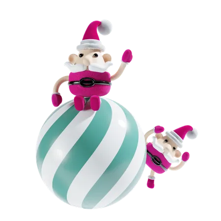 Père Noël avec boule de décoration  3D Illustration