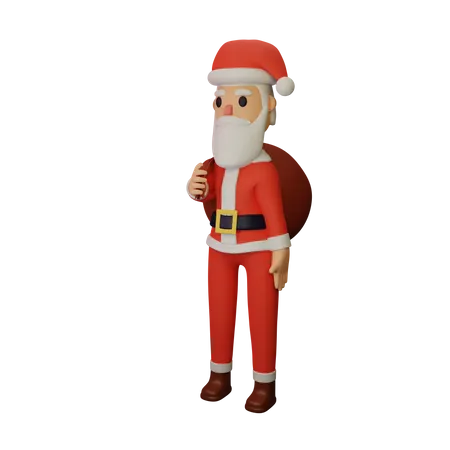 Père Noël avec des cadeaux  3D Illustration