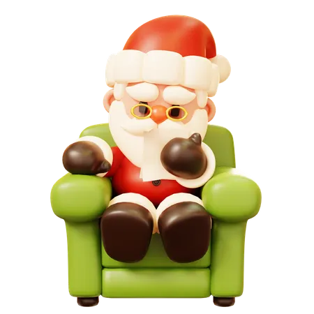 Père Noël avec liste de contrôle assis sur un fauteuil  3D Icon