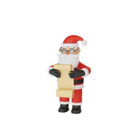 Liste de cadeaux de lecture du Père Noël  3D Illustration