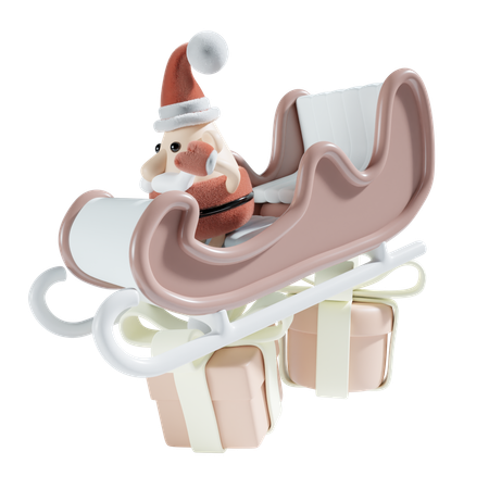 Père noël avec traîneau  3D Icon