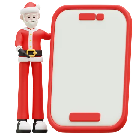 Père Noël avec maquette mobile  3D Illustration