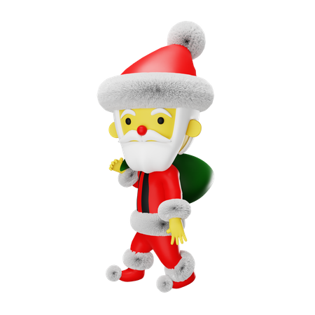 Père Noël avec sac cadeau  3D Icon