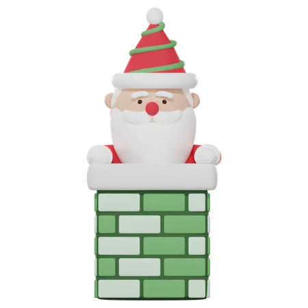 Le père Noël dans la cheminée  3D Icon