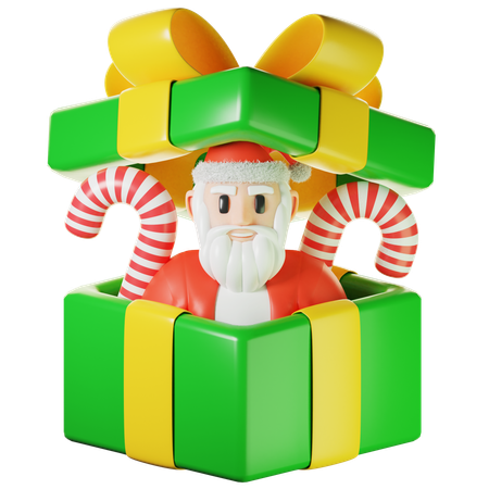 Le père Noël dans une boîte cadeau  3D Icon