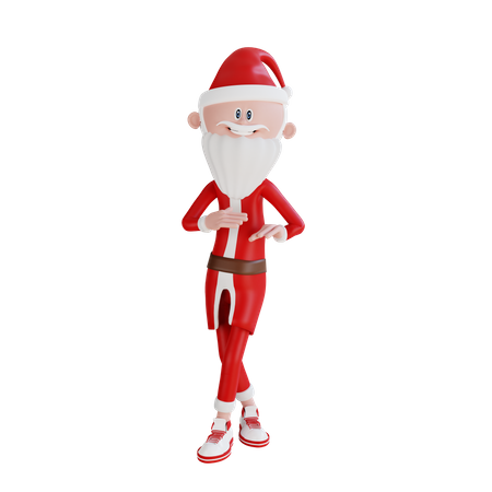 Père Noël debout avec les jambes croisées  3D Illustration