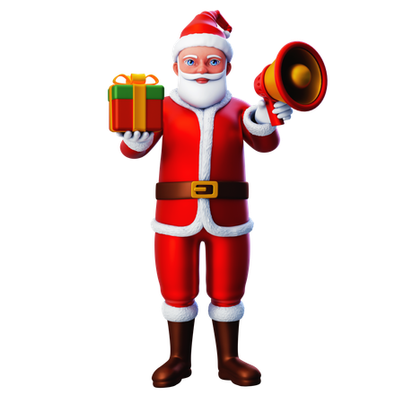 Père Noël donnant une boîte cadeau de Noël à l'aide d'un haut-parleur  3D Icon
