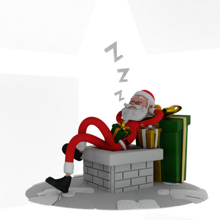 Le père Noël dort  3D Illustration