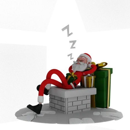 Le père Noël dort  3D Illustration