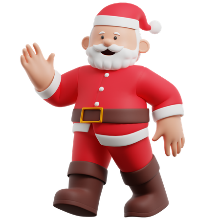 Le père Noël marche  3D Illustration