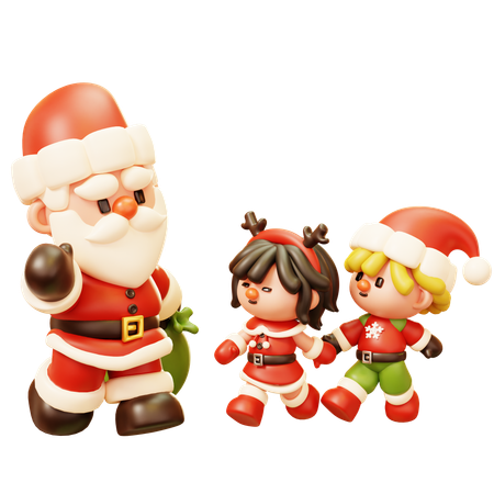 Père Noël, salutation, enfants  3D Icon