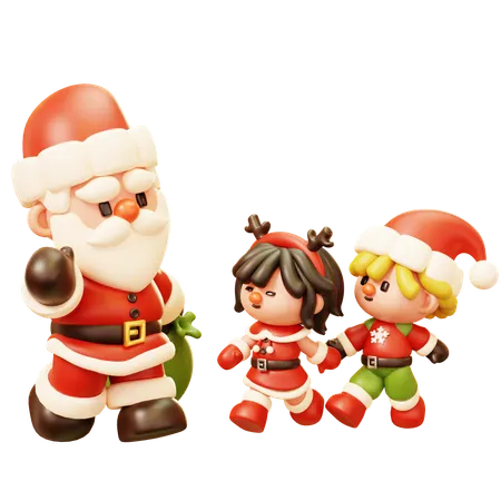 Père Noël, salutation, enfants  3D Icon