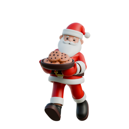 Père Noël tenant un biscuit de Noël  3D Illustration