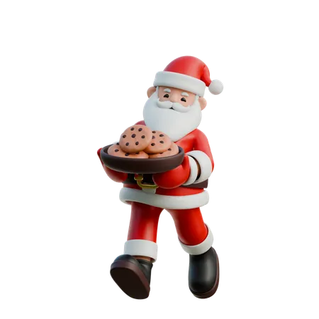 Père Noël tenant un biscuit de Noël  3D Illustration