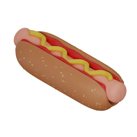 Hot Dog En Pan Con Semillas De Sesamo 3D Icon