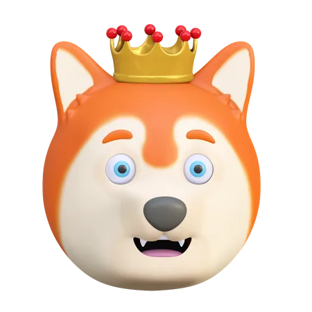 Lindo Perro Con Corona De Rey Emoticono Dibujos Animados 3 D Ilustracion 3D Emoji