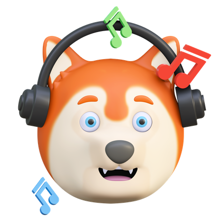 Perro escuchando musica  3D Emoji