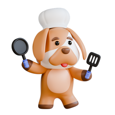 El perro está cocinando  3D Illustration