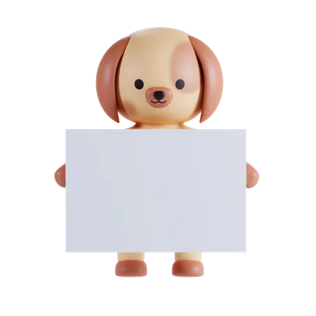 Perro sosteniendo cartel  3D Illustration