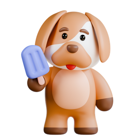 Perro trae helado  3D Illustration