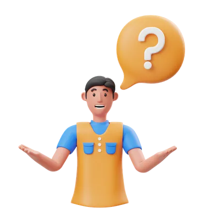 Person Asking Question  3D Illustration