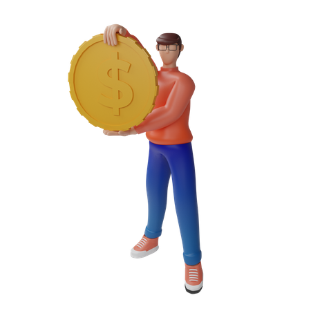 Person, die in die Dollarwährung investiert  3D Icon