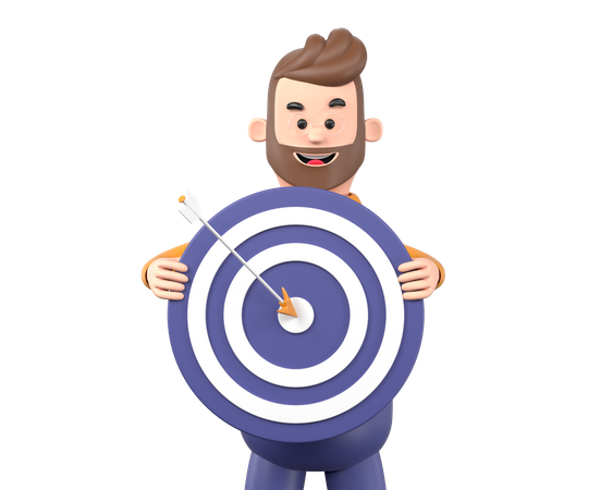 Person holding target board  3D Illustration