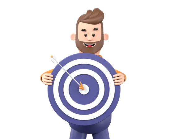 Person holding target board  3D Illustration