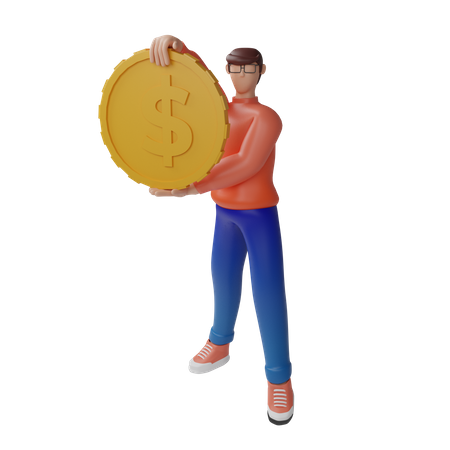 Person investing in dollar currency  3D Icon