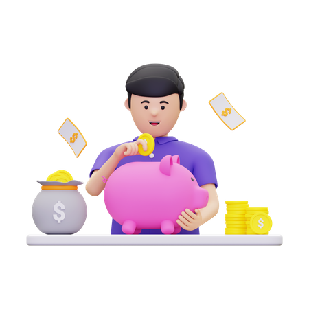 Person Saving Cash  3D Illustration